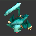 Vivid 3D Green Monkey Character Sitting With Long Tail And Orange Paws