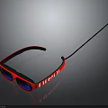 Red Stylish Glasses Featuring DIPLOMA Logo on Frame with Black Temples and Connecting Wire