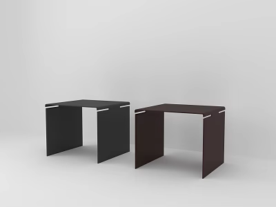 Two Modern Minimalist Stools In Black And Dark Brown With Sleek Metal Accents 3d model
