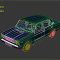 Blue Classic Vintage Sedan Car With Shiny Body And Retro Design