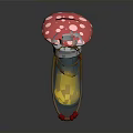 Mushroom Shaped Decor Red Cap With White Spots Green Base Brown String Red Bead Decorations