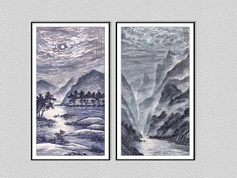 New Chinese Landscape Painting Decorative Painting 3d model