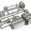 Industrial Air Conditioner Fan System With Multiple Units And Ductwork 3d model