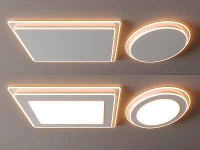 Modern Square and Round LED Ceiling Lights with Illuminated Frames for Ceiling Installation 3d model