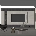 Modern Living Room TV Background Wall Design With Marble Panels And Built-in Shelves