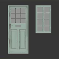 Light Green Swing Door Design With Glass Panes And Door Handle For Home Interior