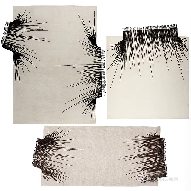 Modern Simple Square Carpet With Fringed Edges And Light Tones Design 3d model 