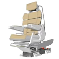 Beige Seat with Adjustable Backrest and Armrests and Metal Base Structure Design 3d model