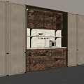 Modern Wine Cabinet with Marble Texture LED Lighting and Display Shelves