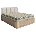 Modern Double Bed With Upholstered Headboard Wooden Frame And Ortego Tufted Mattress