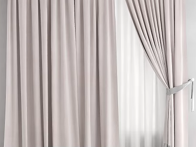 Elegant Light Filtering Soft Fabric Curtains for Modern Interior Window Treatment with Draped Design 3d model