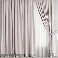 Elegant Light Filtering Soft Fabric Curtains for Modern Interior Window Treatment with Draped Design 3d model