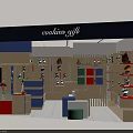 Shopping Mall Store Interior With Blue Wooden Shelves And Stuffed Toys