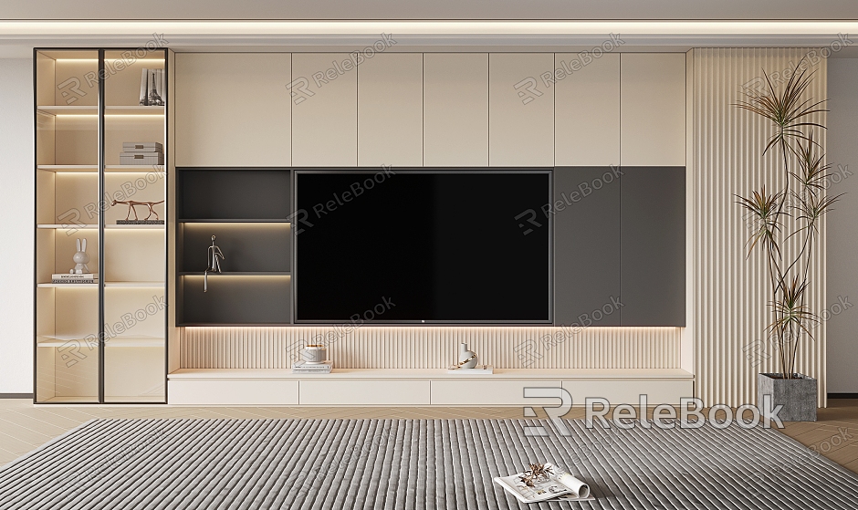 Modern TV background wall Cream wind TV background wall model