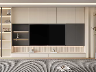 Modern TV background wall Cream wind TV background wall 3d model