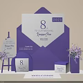 8th Wedding Photo Check In Spot With Purple Envelope Welcome Sign And Flower Arrangements