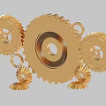Golden Industrial Equipment Mechanical Gears With Large Small Gears And Circular Rings