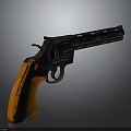 Classic Revolver with Wooden Grip and Metal Barrel Detailed Vintage Firearm Design Showcase