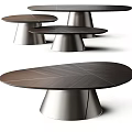Modern Coffee Table Set With Wooden Grain Top And Conical Metal Base