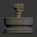 Classical Stone Fountain Sculpture Featuring Carved Dragon Head Circular Base And Moss Details