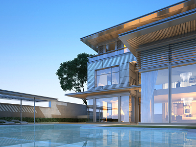 Modern single-family villa luxury building 3d model