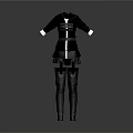 Stylish Black Coat With White Trim And Short Skirt Paired With Long Boots