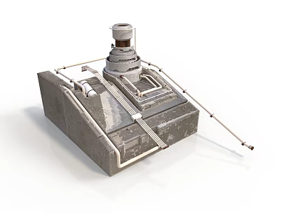 Metal Industrial Equipment Featuring Top Cylindrical Component And Long Support Rods 3d model