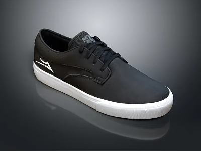 Stylish Black Casual Shoes With White Sole And Side Logo Accent Detail 3d model
