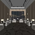Hotel Public Lounge Area With Modern Design Comfortable Sofas And Decorative Wall 3d model