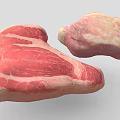 Fresh Raw Meat Cuts With Marbling And Fat Layers On 3d model