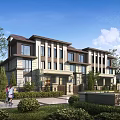 Elegant Traditional Terraced Townhouse Exterior With Large Windows Green Gardens And People Walking