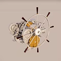 Vintage Industrial Mechanical Device With Steering Wheel Gears And Metal Parts