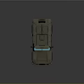 Rugged Military Vehicle With Military Green Exterior Large Tires And Blue Windows