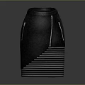Stylish Black Leather Skirt With Side Zipper And Striped Hem Details