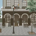 Cozy Restaurant Interior With Wooden Ceiling Pendant Lamps Arched Windows Booth Seating And Bar Counter