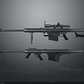 Modern Sniper Rifles With Scope Bipod And Reflective Metal Design