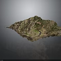 Detailed 3D Terrain Model Featuring Mountain Slopes Green Vegetation And Trail