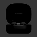 Modern Wireless Earbuds In Open Black Charging Case With White Earpieces