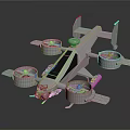 White Futuristic Helicopter With Four Rotors 3d model