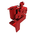 Red Mechanical Industrial Component With Metal Base Spring Handle And Cylindrical Container