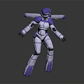 Blue And White Armored Robot Character With Futuristic Mechanical Armor Standing Pose 3D Render