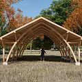 New Chinese style gallery rest pavilion 3d model
