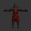 Man In Silver Armor With Red Robe And Cross Symbol Standing With Arms Outstretched