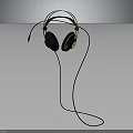 Comfortable Over Ear Wired Headphones Featuring Green And Black Design 3d model