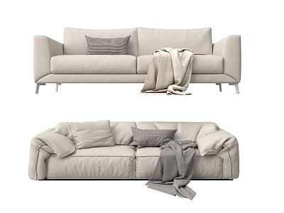 Double sofa with armrests 3d model