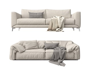 Double sofa with armrests 3d model