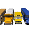 Various Colored School Buses And Different Bus Types Display Collection