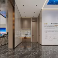Modern Elegant Property Sales Office Lobby With Real Estate Sand Table And Marble Reception Desk