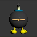Cute Black Cartoon Doll With Blue Lid Yellow Glasses And Yellow Feet