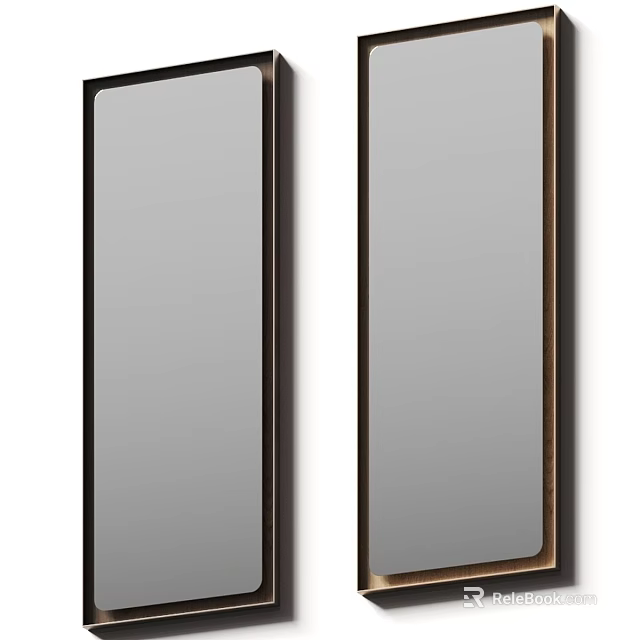 Double Vertical Mirrors with Sleek Black Frames for Modern Home Interior Design 3d model